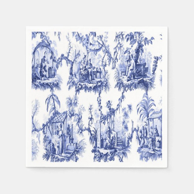 Guardanapo De Papel Dissociação de Chinoiserie Azul e Branco (Frente)