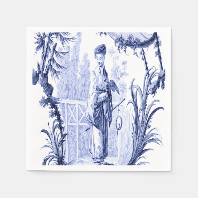 Guardanapo De Papel Dissociação de Chinoiserie Azul e Branco (Frente)