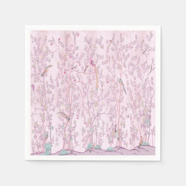 Guardanapo De Papel Dissociação de Chinoiserie Rosa (Frente)