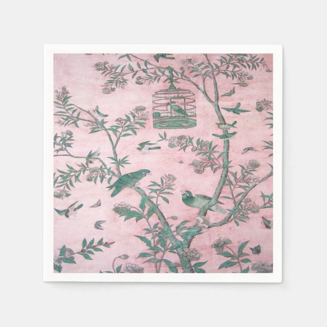 Guardanapo De Papel Dissociação de Chinoiserie Rosa (Frente)