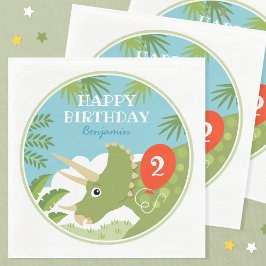 Guardanapo De Papel Diversão Aniversário Dinossaur Triceratops Nome Pe