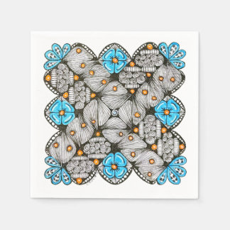 Guardanapo De Papel Diversão Azul e Laranja Geométrico Rabisco