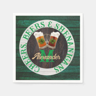 Guardanapo De Papel Diversão com Cerveja Cheers em Madeira Rústica