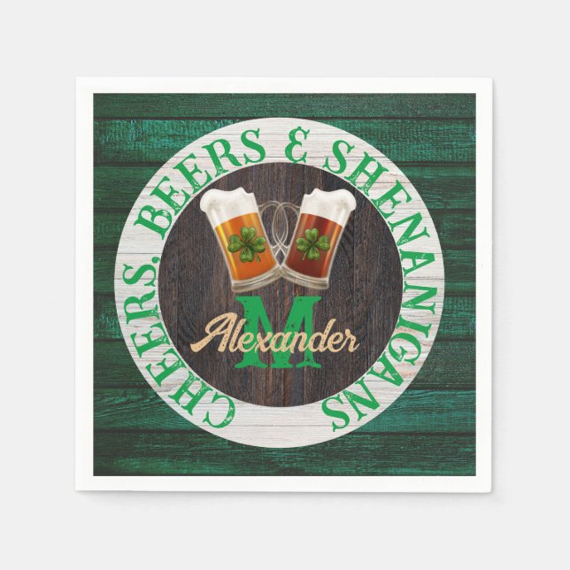 Guardanapo De Papel Diversão com Cerveja Cheers em Madeira Rústica (Frente)