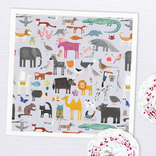 Guardanapo De Papel Diversão de Menagerie animal