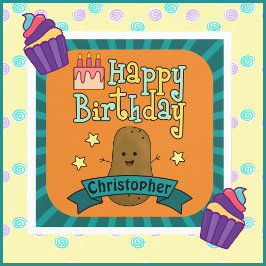 Guardanapo De Papel Diversão Feliz Aniversário Batata Personalizado