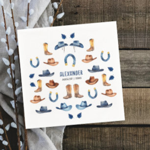 Guardanapo De Papel Diversão Rústica Azul Sorte Cavalo Cowboy Ocidenta