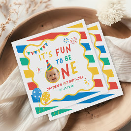 Guardanapo De Papel Diversão Ser Um Menino Colorido 1º Aniversário