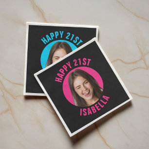 Guardanapo De Papel Divertido Aniversário de 21 anos com Foto Personal