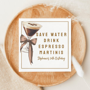 Guardanapo De Papel Divertido Economize Água Beba Espresso Martinis An