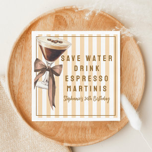 Guardanapo De Papel Divertido Economize Água Beba Espresso Martinis An