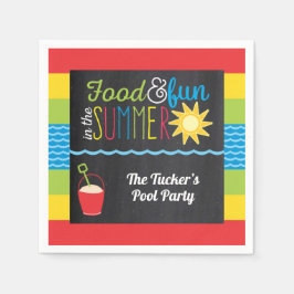 Guardanapo De Papel Divertido no quadro colorido da festa da Piscina s
