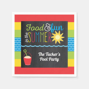 Guardanapo De Papel Divertido no quadro colorido da festa da Piscina s