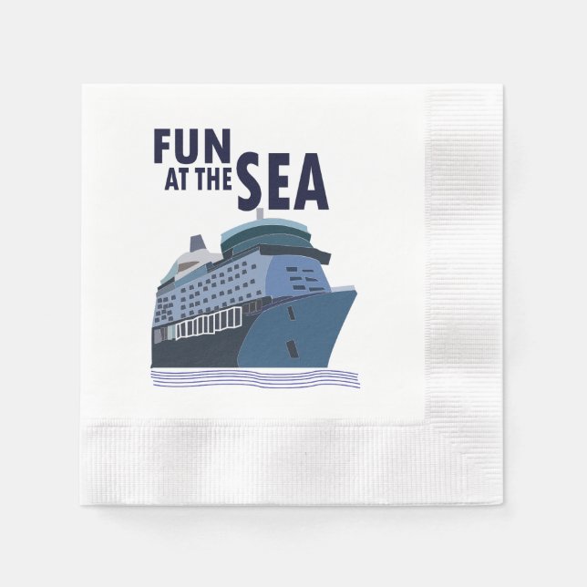 Guardanapo De Papel Divertimento Na Festa Do Navio De Cruzeiro Marítim (Frente)
