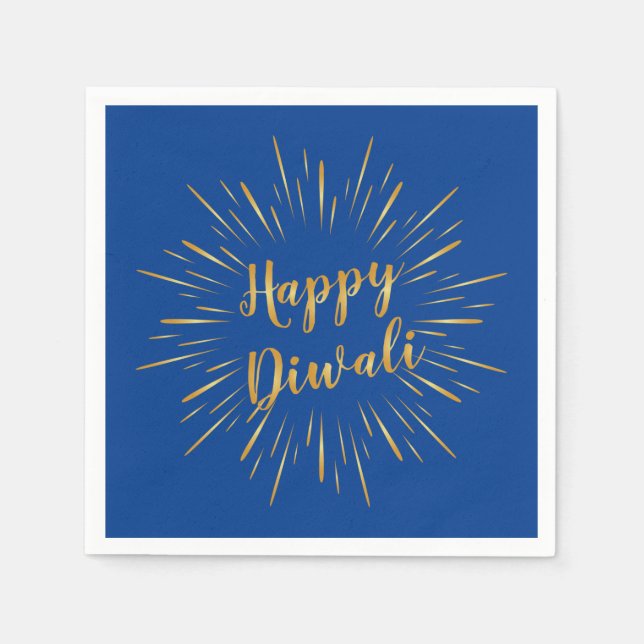 Guardanapo De Papel Diwali Paper Napkin Dourado Calliografia - Colo Pe (Frente)