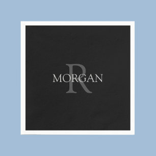 Guardanapo De Papel DIY Monograma & Name, Trendy Black com texto de Ci