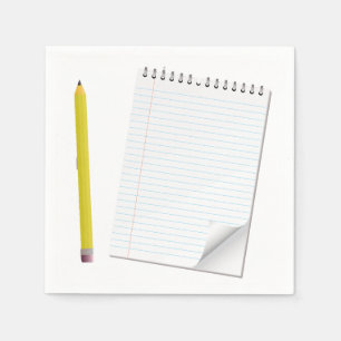 Guardanapo de papel do bloco de notas e do lápis
