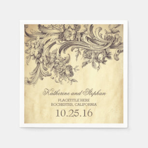 guardanapo de papel do casamento vintage