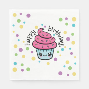 Guardanapo de papel do cupcake do feliz