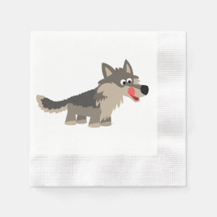 Guardanapo de papel do lobo com fome bonito dos