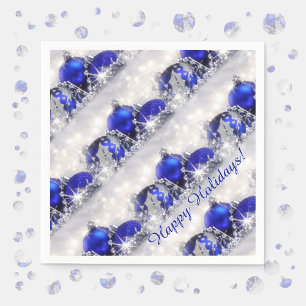 Guardanapo de papel do Natal de prata e azul