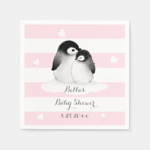 Guardanapo de papel do pinguim cor-de-rosa