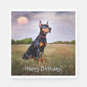 Guardanapo De Papel Doberman Happy Birthday