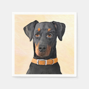 Guardanapo De Papel Doberman Pinscher Pintura Original Descortada