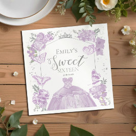 Guardanapo De Papel Doce 16 Borboleta de Nápoles Lavanda Vestido Flora
