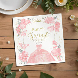 Guardanapo De Papel Doce 16 Borboleta de Nápoles Vestido Rosa Floral
