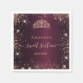 Guardanapo De Papel Doce 16, Burgundy rosa gold tiara