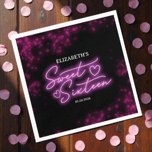 Guardanapo De Papel Doce 16 Festa Negra Negra-Brilhante Branca
