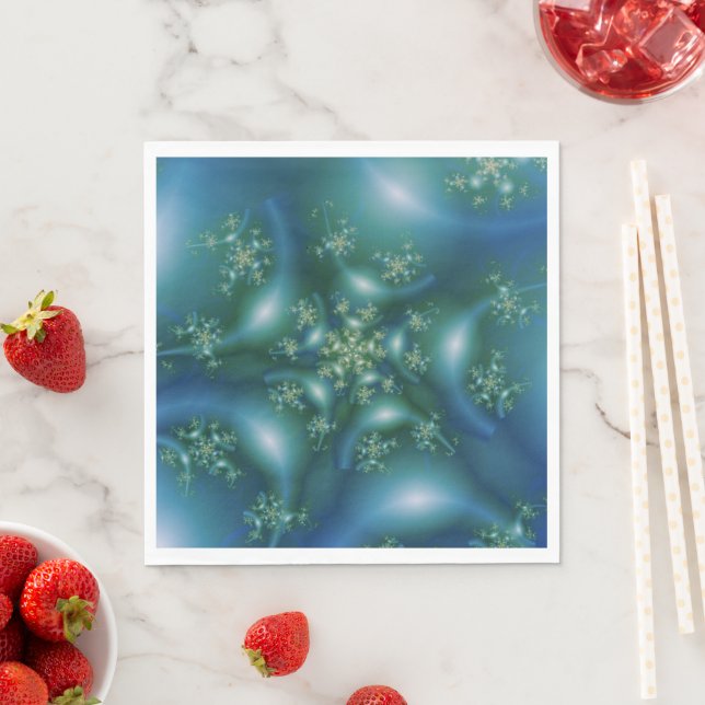Guardanapo De Papel Doce | Arte Fractal Azul e Verde (Insitu)