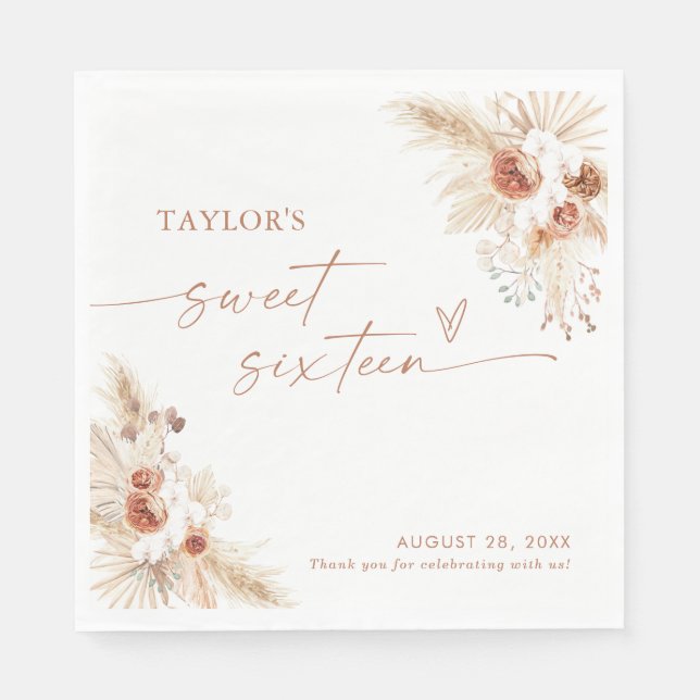 Guardanapo De Papel Doce Dezesseis Nápoles, Terracotta Boho Dezesseis (Frente)