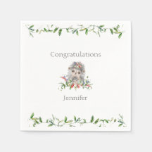 Doce Hedgehog Watercolor Chá de fraldas Floral
