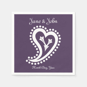 Guardanapo De Papel Doce Paisley Hearts em Napkins Roxo