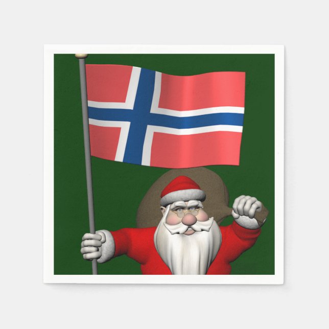 Guardanapo De Papel Doce Papai Noel Com Alferes Da Noruega (Frente)