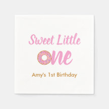 Doce Pequeno Aniversário de 1 Ano Donut Rosa