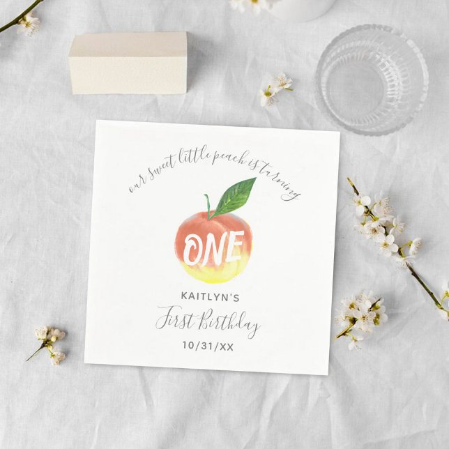 Guardanapo De Papel Doce Pequeno primeiro aniversario de Pêssego (Criador carregado)