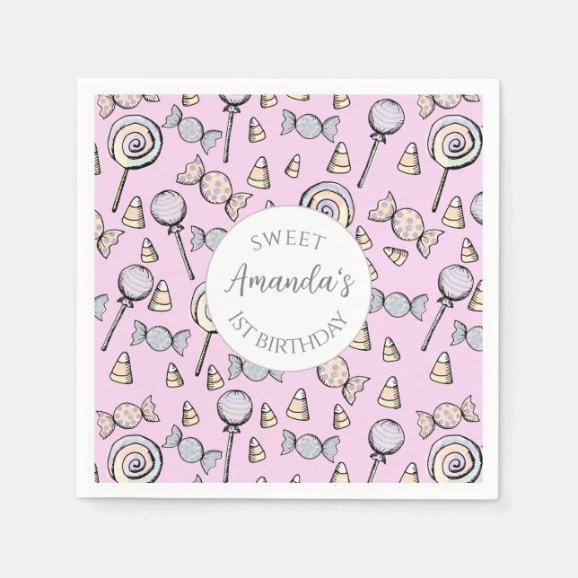 Guardanapo De Papel Doce Pequeno primeiro aniversario De Tema De Um Do (Frente)