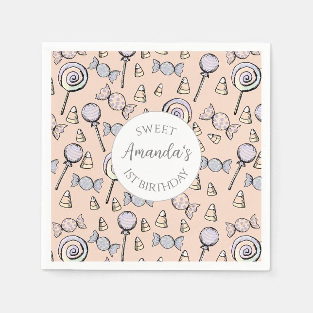 Guardanapo De Papel Doce Pequeno primeiro aniversario De Tema De Um Do (Frente)