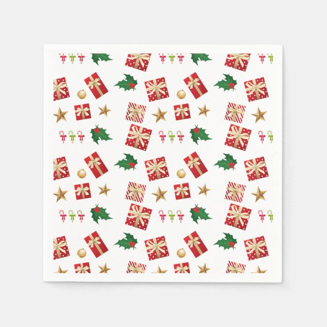 Guardanapo De Papel Doces de Natal Stars Holly (Frente)