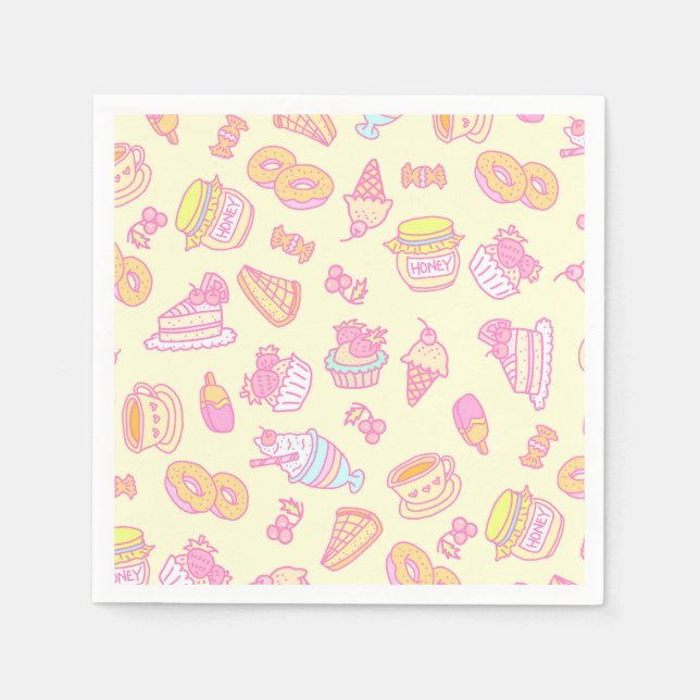 Guardanapo De Papel Doces padaria e Bebidas Amarelas (Frente)