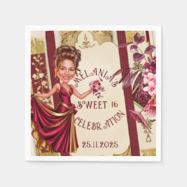 Guardanapo De Papel Doces personalizados 16 ouro e caricatura vermelha