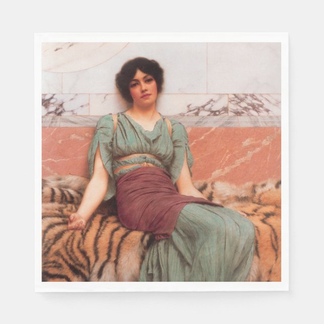 Guardanapo De Papel Doces sonhos (Linda Mulher Romana na Pele de Tigre (Frente)