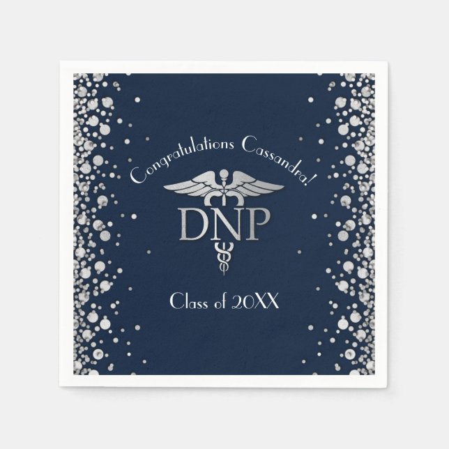 Guardanapo De Papel Doctor Nursing Practice Graduation NavyBlue Silver (Frente)