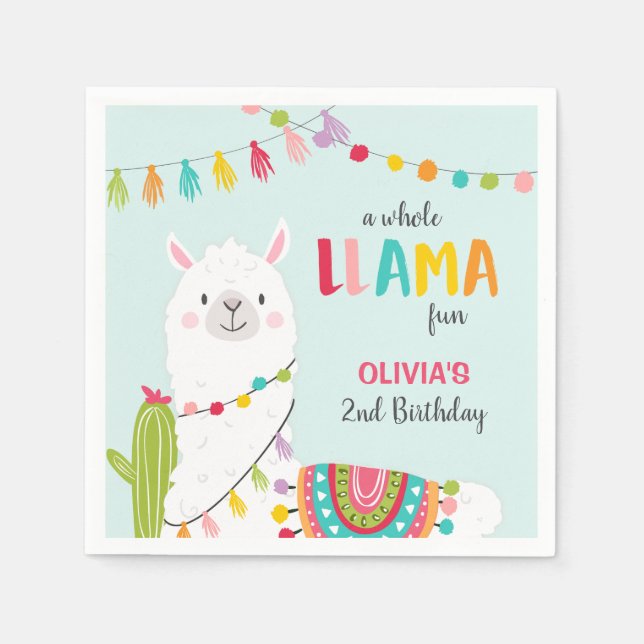 Guardanapo De Papel Documento de aniversário do Llama Napkins Alpaca F (Frente)