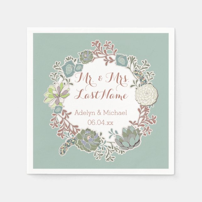 Guardanapo De Papel Documento de Casamento de Wreath Personalizado (Frente)