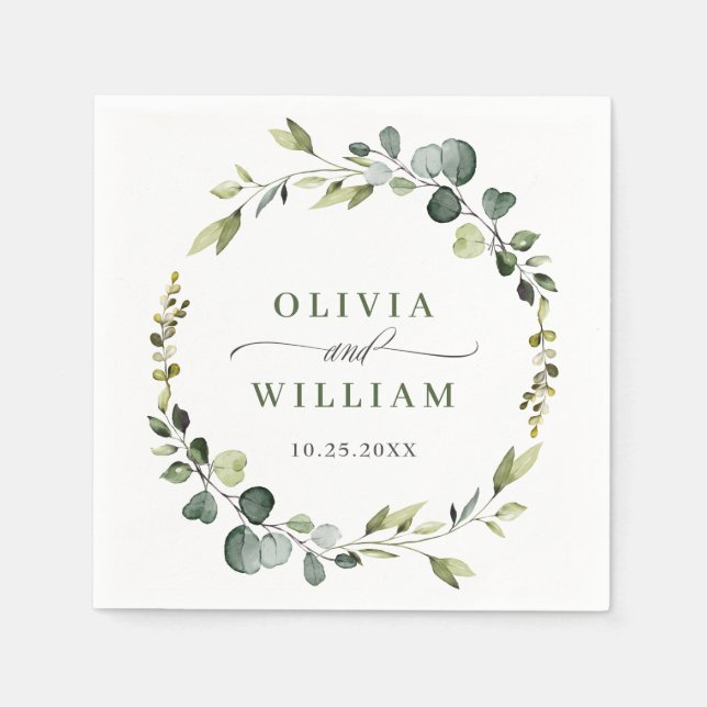 Guardanapo De Papel Documento de Casamento do Frame Eucalyptus Wreath  (Frente)