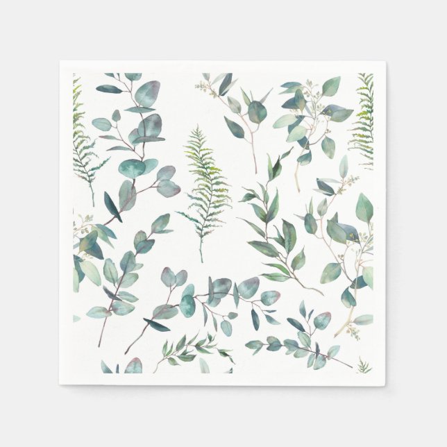 Guardanapo De Papel Documento de Casamento Eucalyptus com Aquarela Ele (Frente)